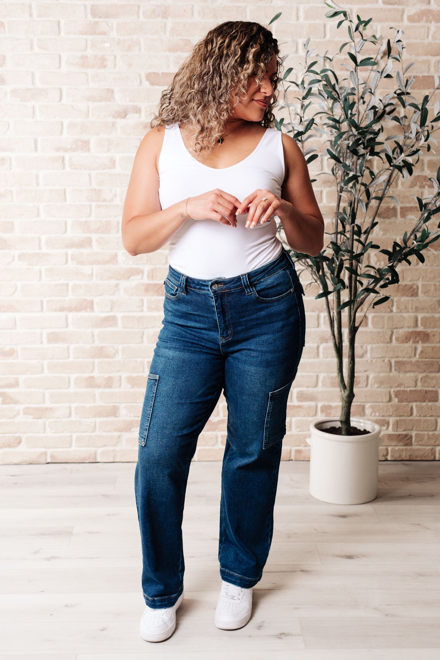 Leila High Rise Cargo Straight Jeans