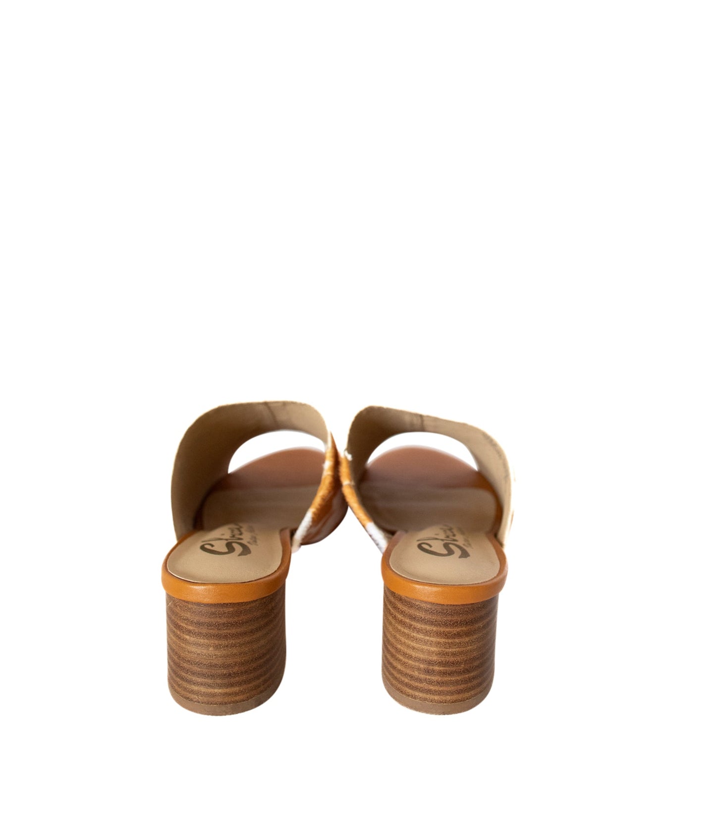 Richwood Peeptoe Tan and White Cowhide Slide